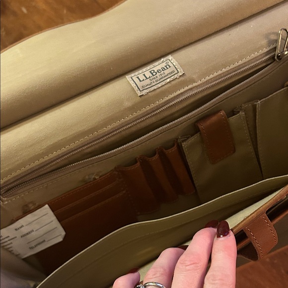 L.L Bean Leather & Canvas Messenger Bag | Classic Work Satchel - Picture 6 of 16